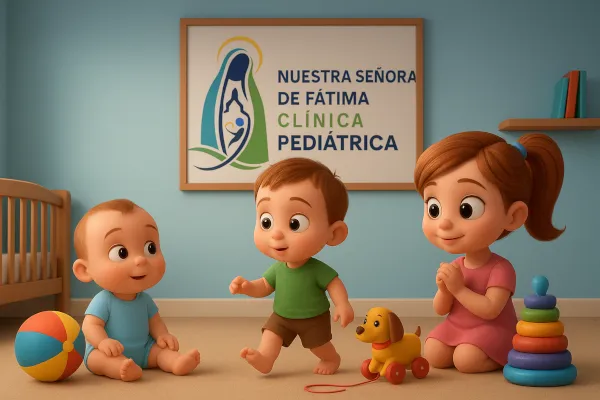 illustración de crecimiento con logo de la clínica pediátrica Nuestra Señora de Fátima